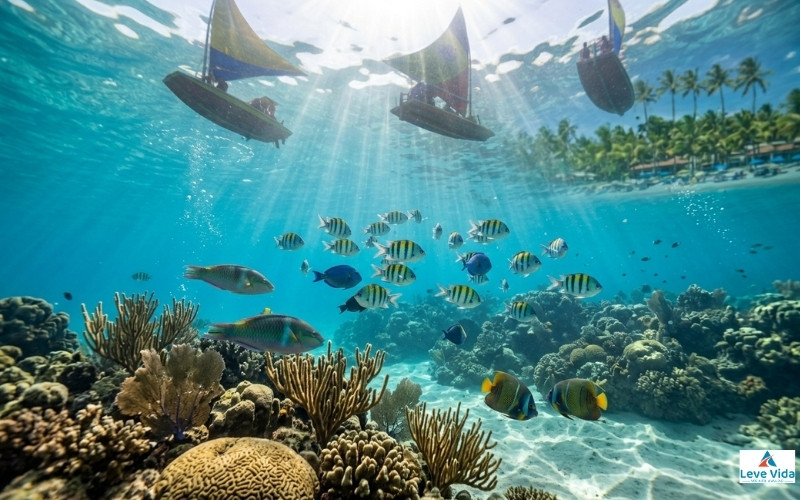 Piscinas naturais com peixes